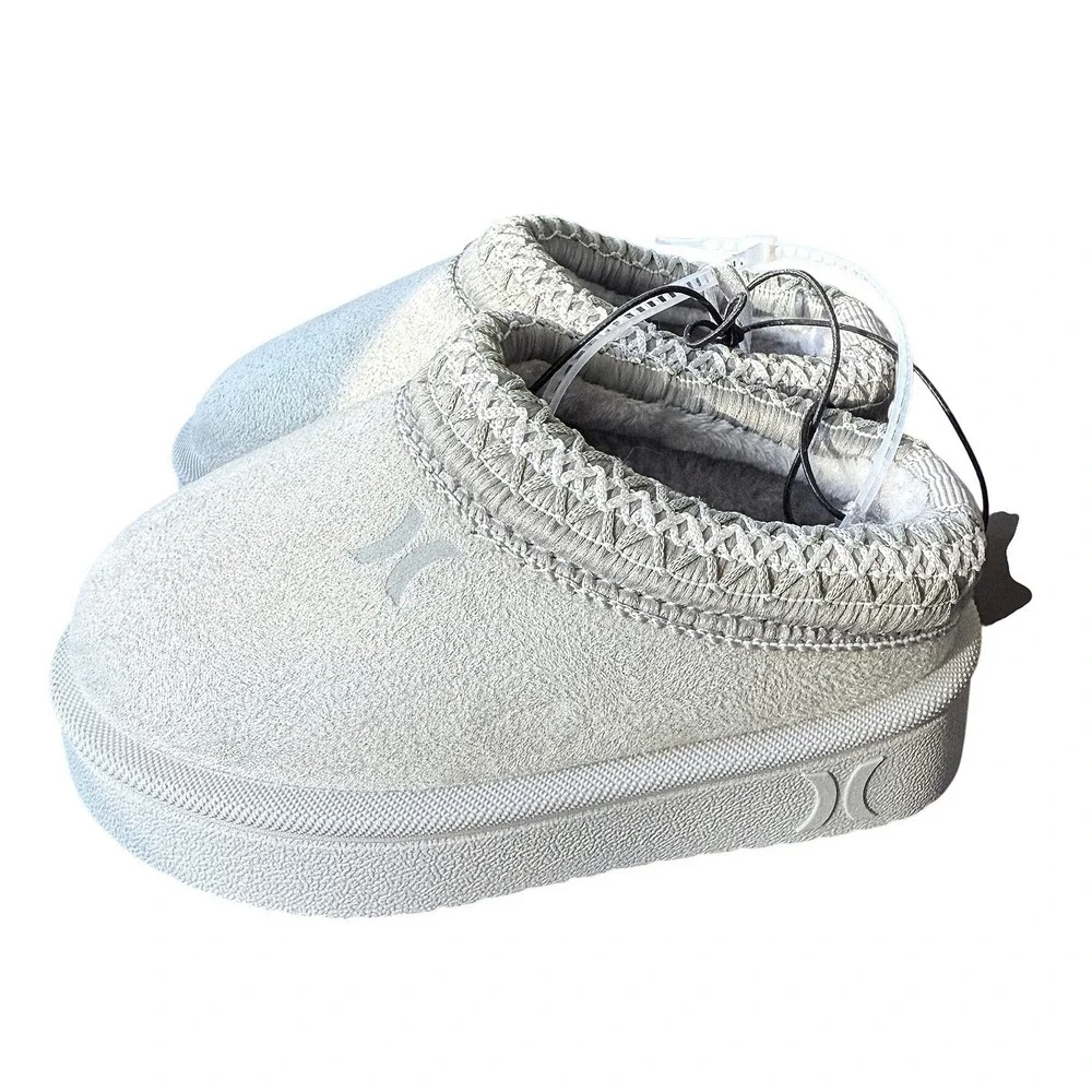 Hurley Modi-T Kids Gray Faux Suede Fur Lined Slipper Mules Size‎ 5 Toddler NEW